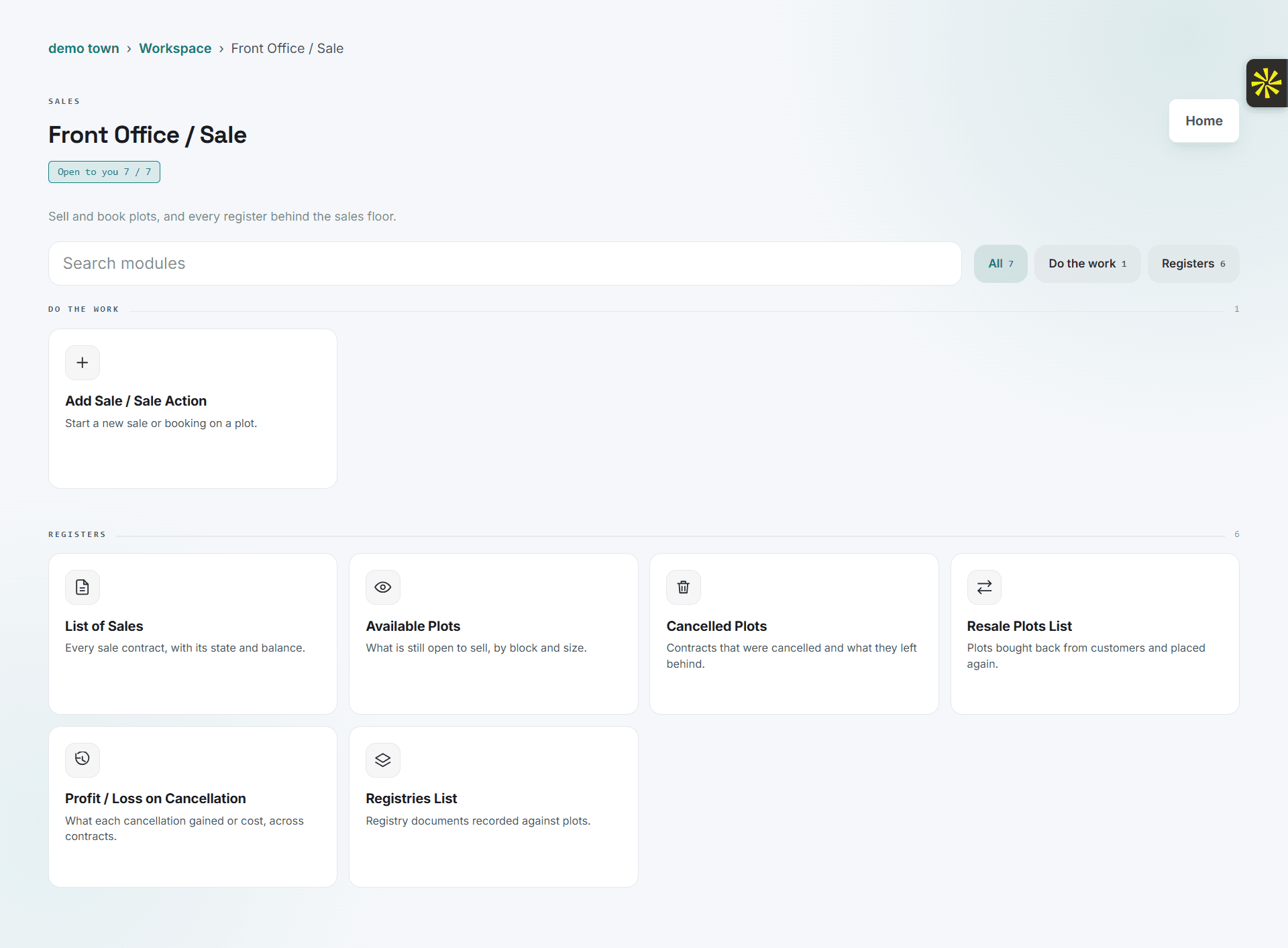 Turner 10 sales workspace screen