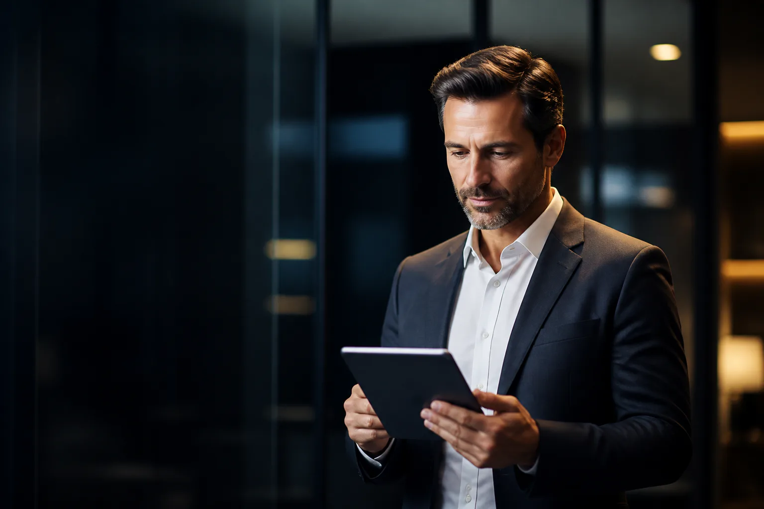 Business leader reviewing an AI-enabled workflow