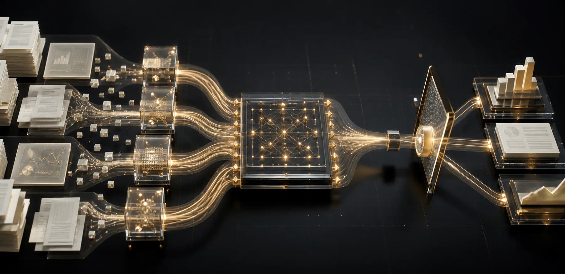Structured data and documents flowing through an intelligent automation system