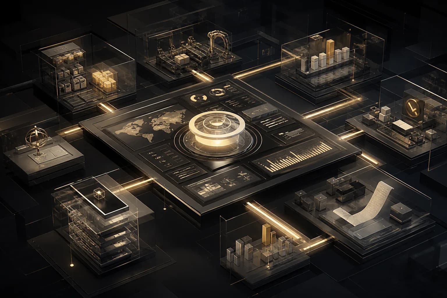 Abstract visual representing connected internal business systems