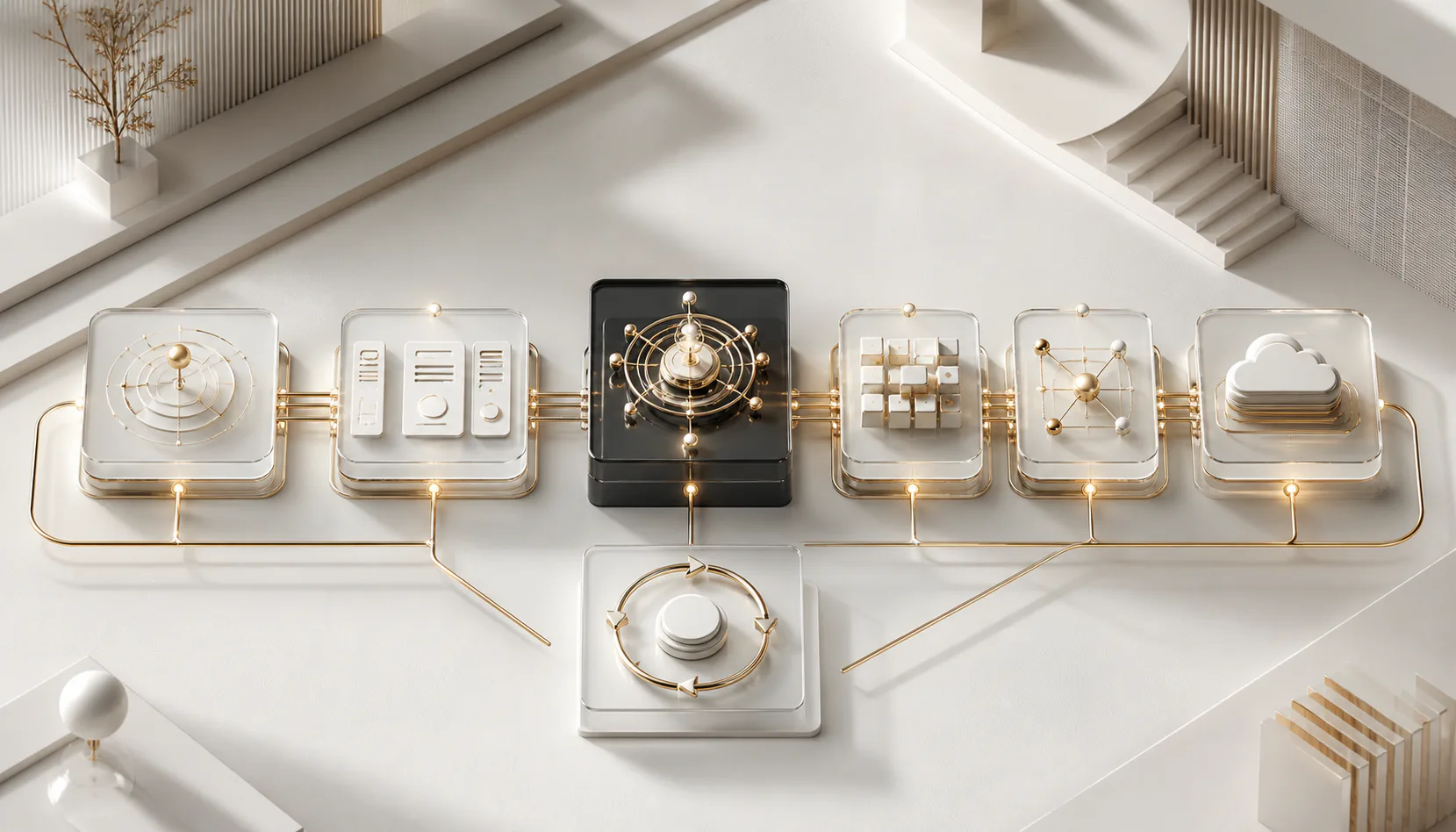 An end-to-end product delivery system connecting strategy, design, engineering, AI, cloud, and improvement